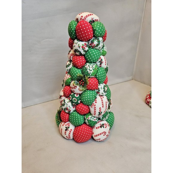 Two Fabric Stuffed Christmas Trees Handmade Table Decoration Holiday Decor - Picture 7 of 16